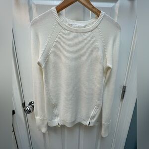Athleta Waffle Knit Cream Cotton Blend Sweater Extra Small